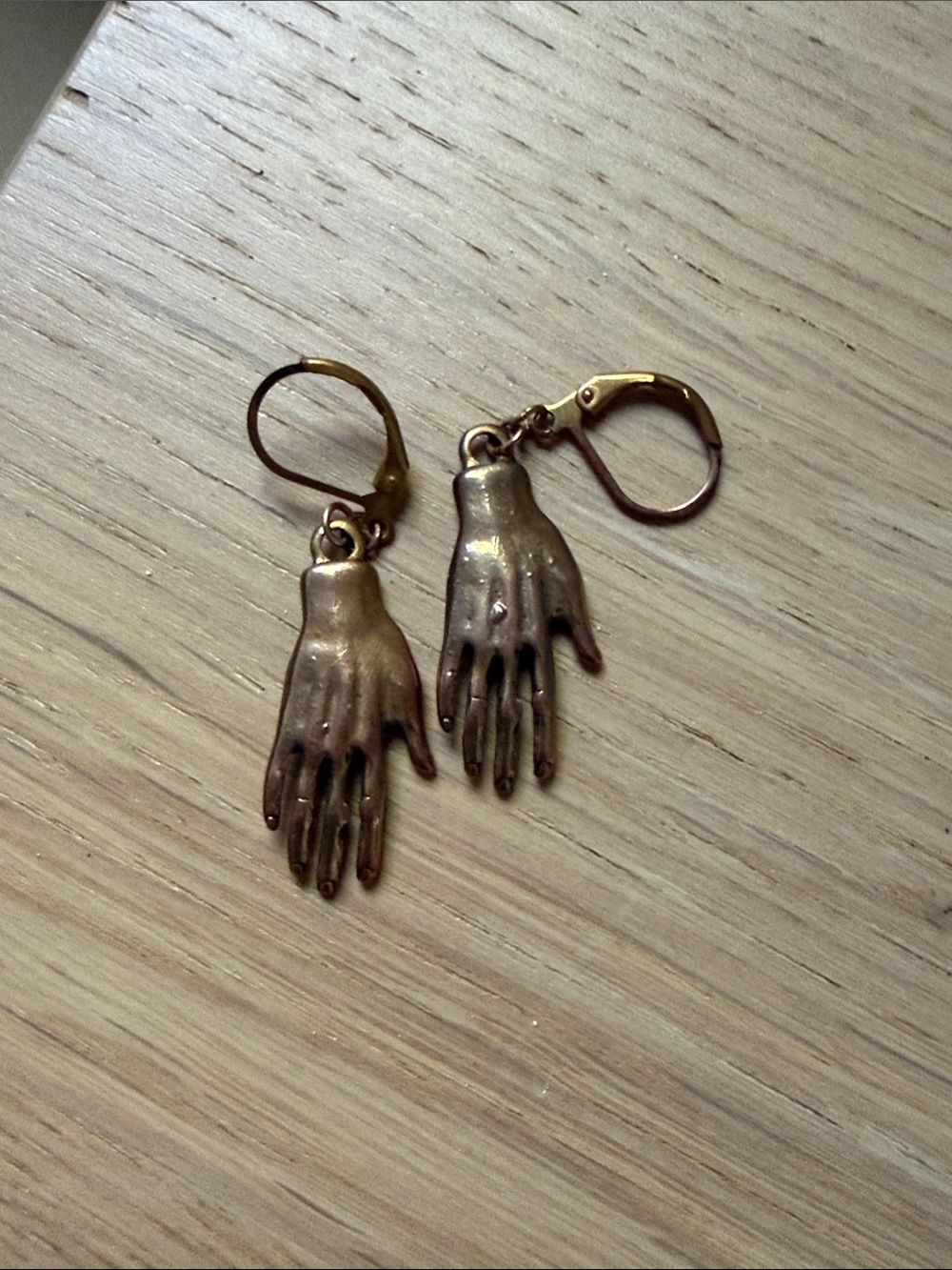 Gold Hand Charm Drop Earrings - Unbranded
